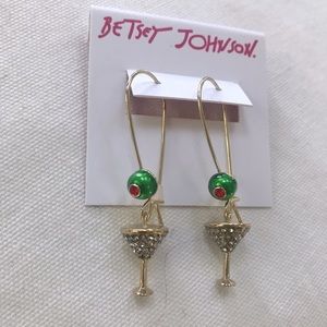 Betsey Johnson Gold and Green Martini Earrings